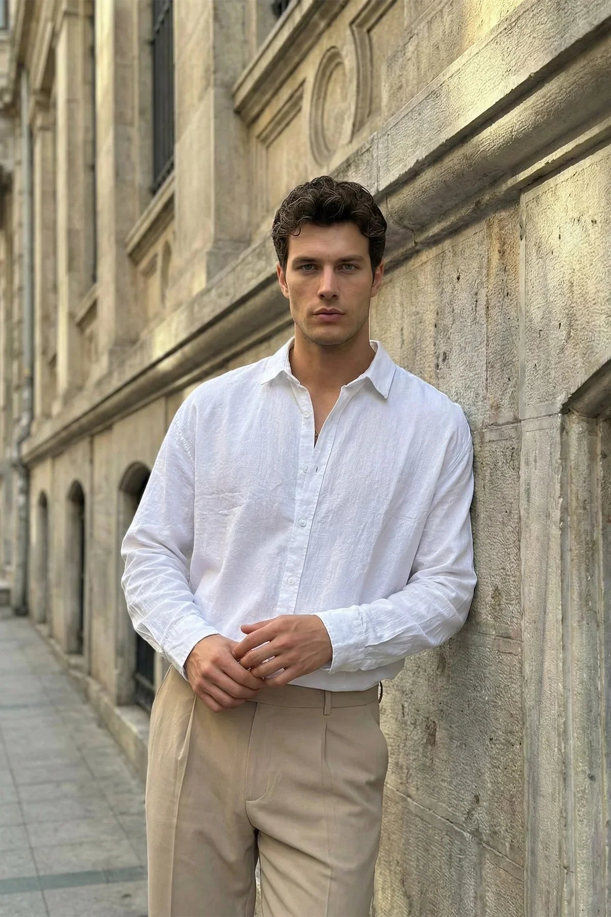 Kungi Premium Keten Görünümlü Pamuk Erkek Gömlek - Livio Ferri