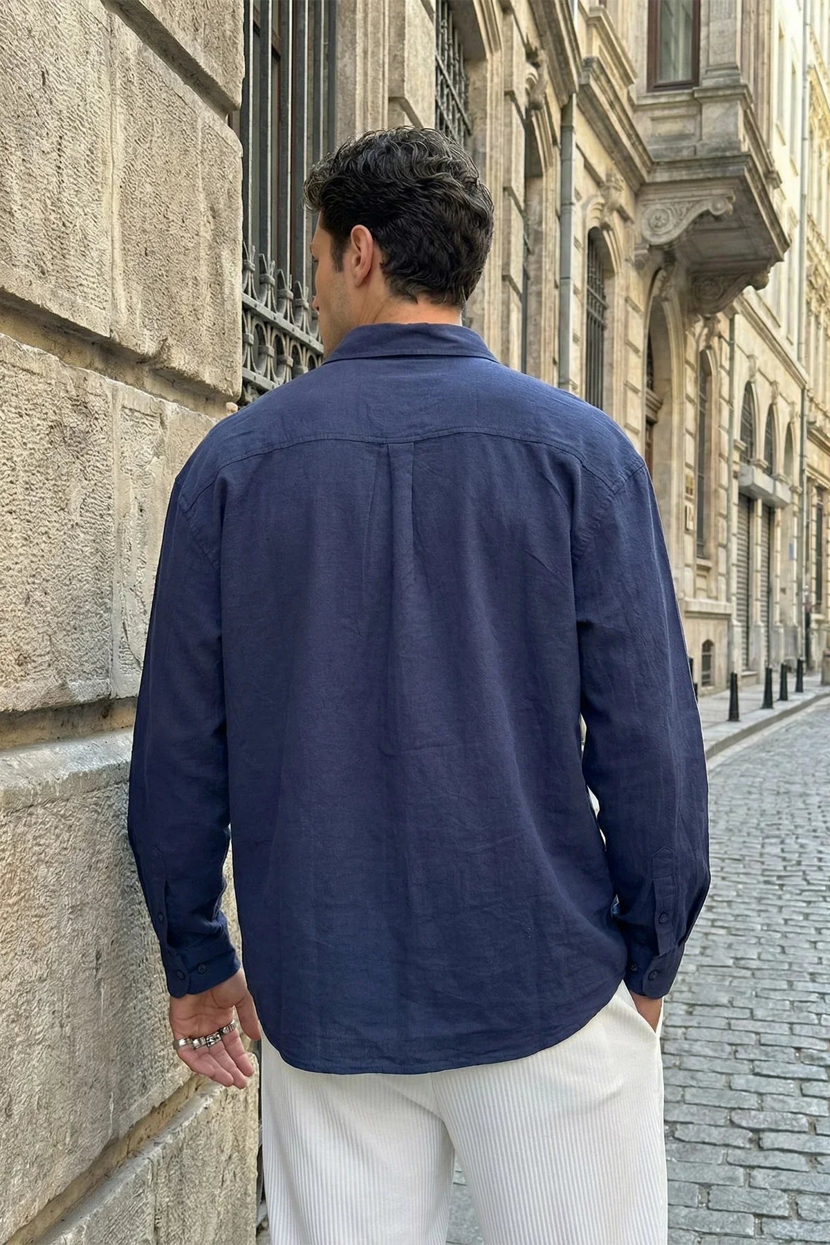 Kungi Premium Keten Görünümlü Pamuk Erkek Gömlek - Livio Ferri