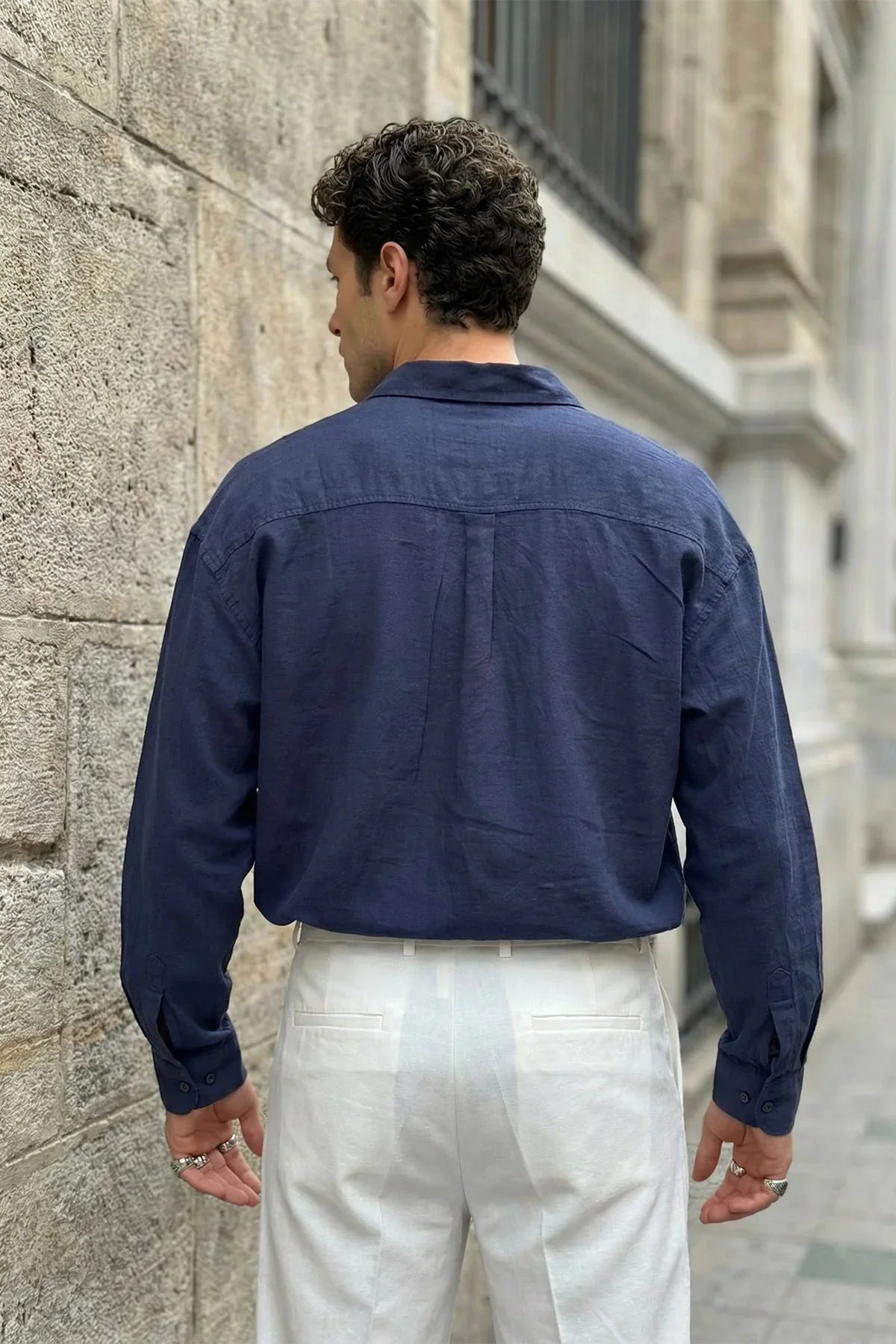 Kungi Premium Keten Görünümlü Pamuk Erkek Gömlek - Livio Ferri