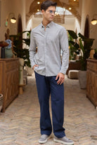 kure-erkek-gomlek-modern-slim-fit-keten-gorunumlu-ince-ve-sik-cizgili-doku-24232 - Livio Ferri