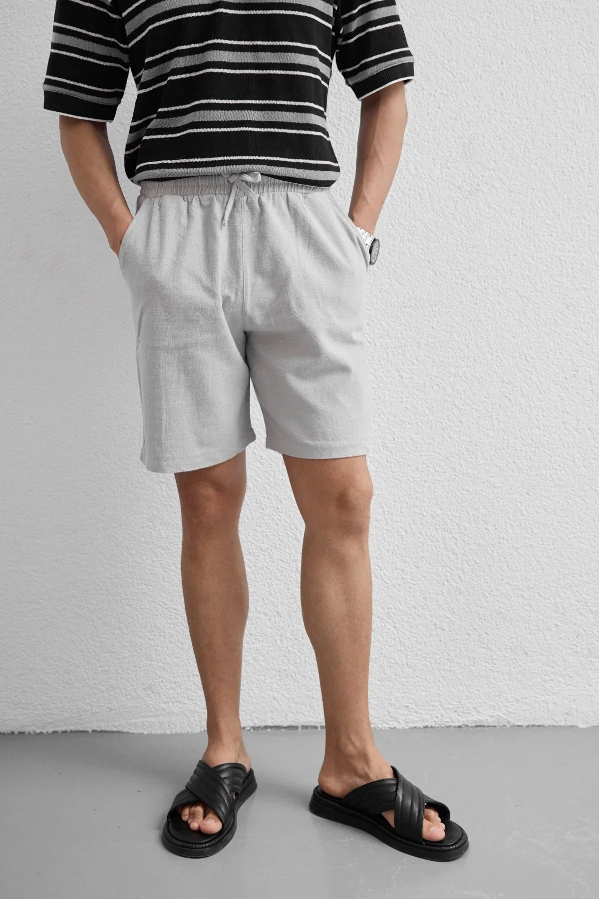 kuryu-erkek-muslin-sort-rahat-kalip-100-pamuk-nefes-alan-doku-23985 - Livio Ferri