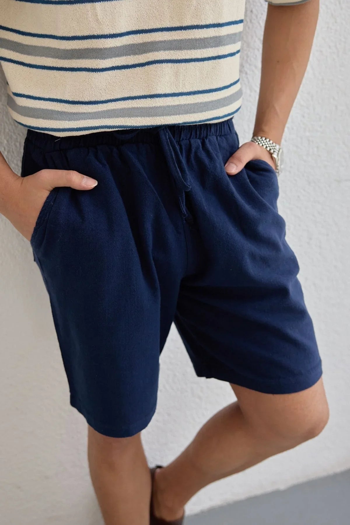 kuryu-erkek-muslin-sort-rahat-kalip-100-pamuk-nefes-alan-doku-23999 - Livio Ferri