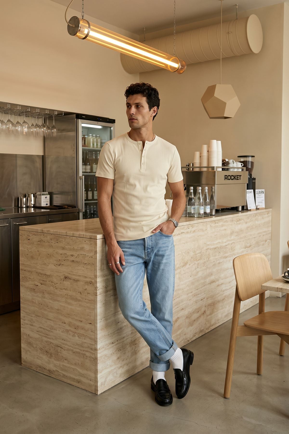 Liiri %100 Pamuk Premium Fitilli Yarım Düğmeli Erkek Tişört Regular Fit Basic Yazlık Tişört