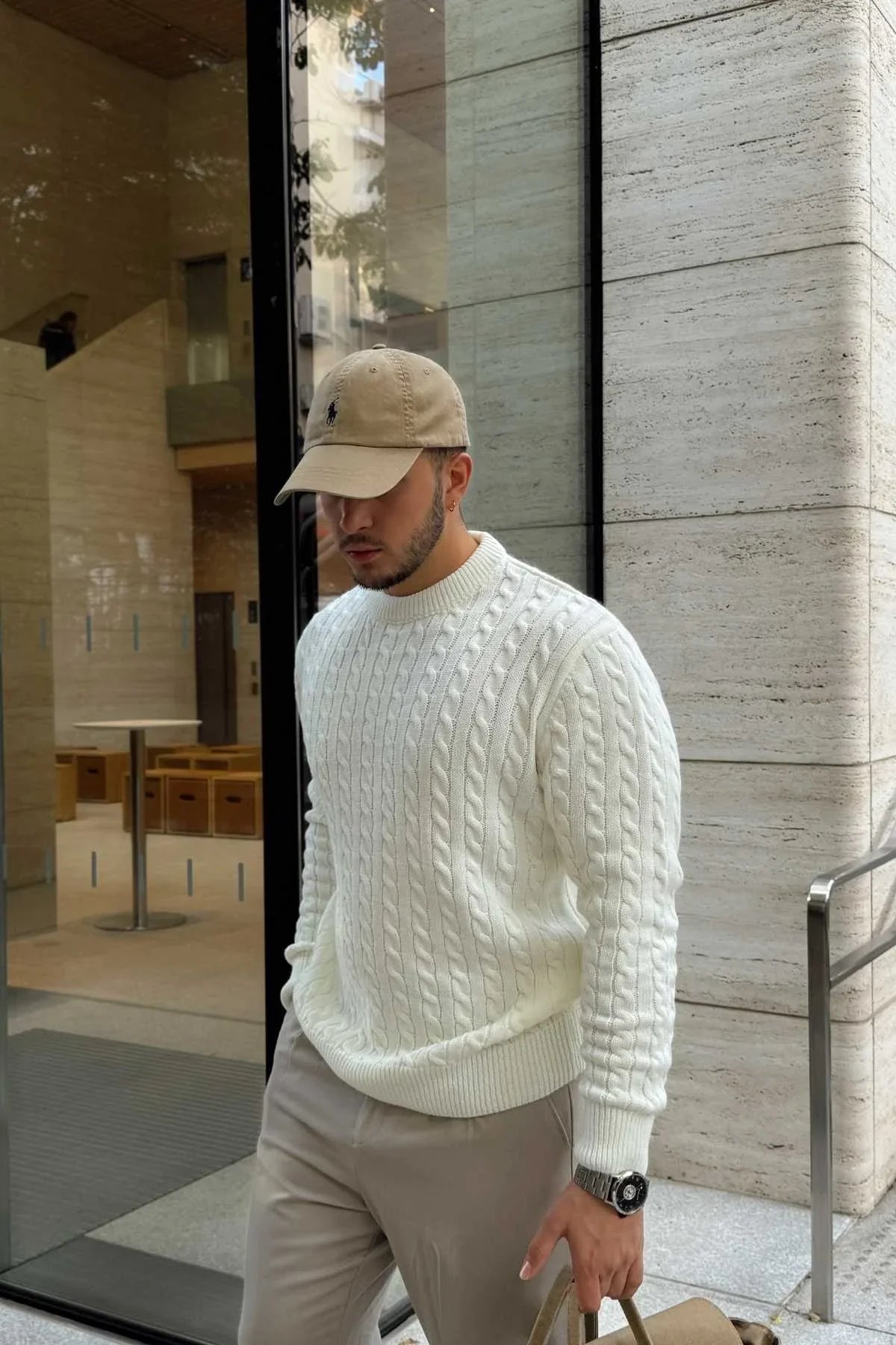 Mira Premium Saç Örgü Bisiklet Yaka Kalın Triko Kazak