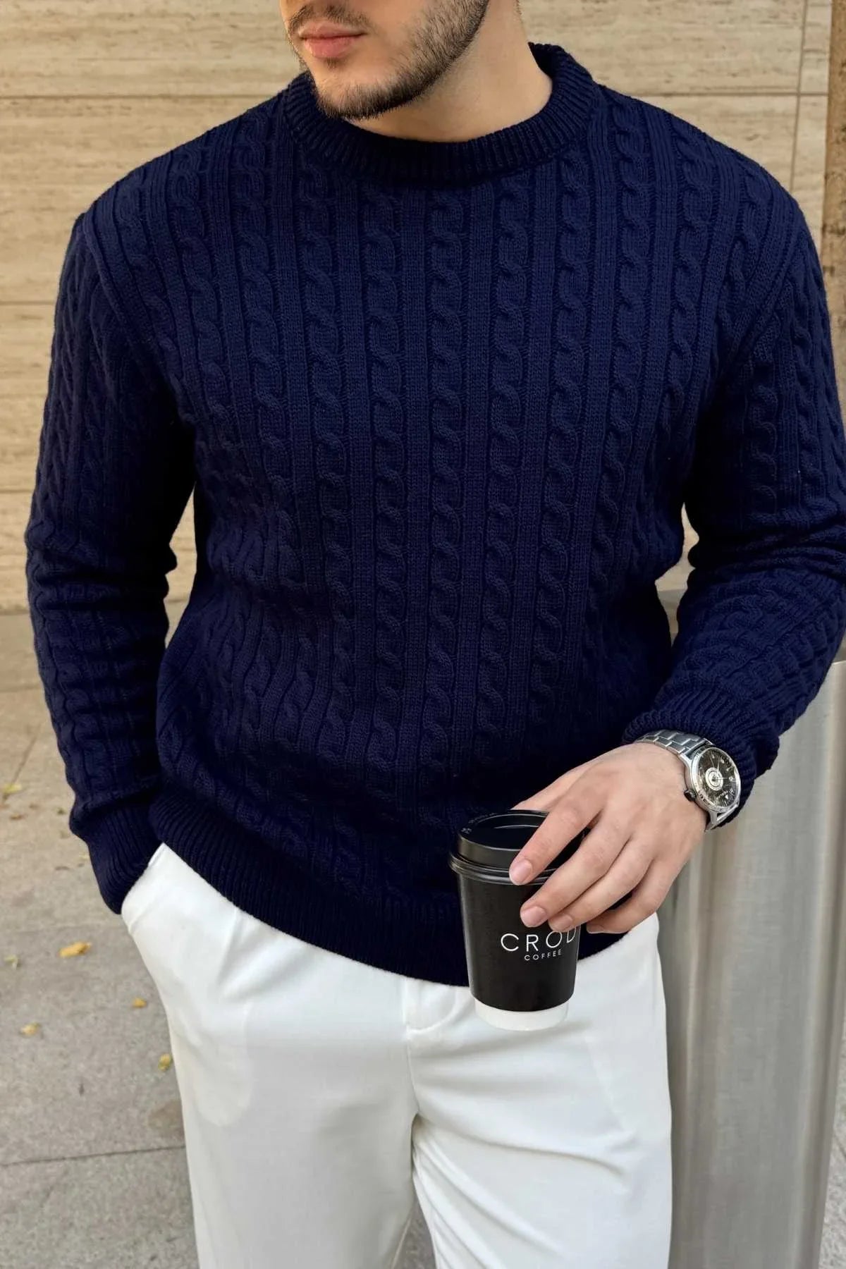 Mira Premium Saç Örgü Bisiklet Yaka Kalın Triko Kazak