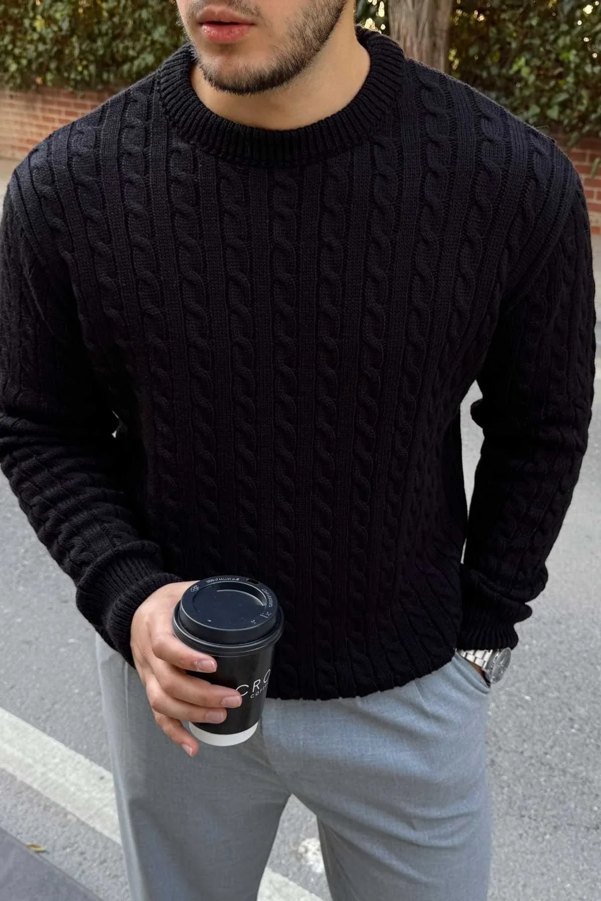 Mira Premium Saç Örgü Bisiklet Yaka Kalın Triko Kazak