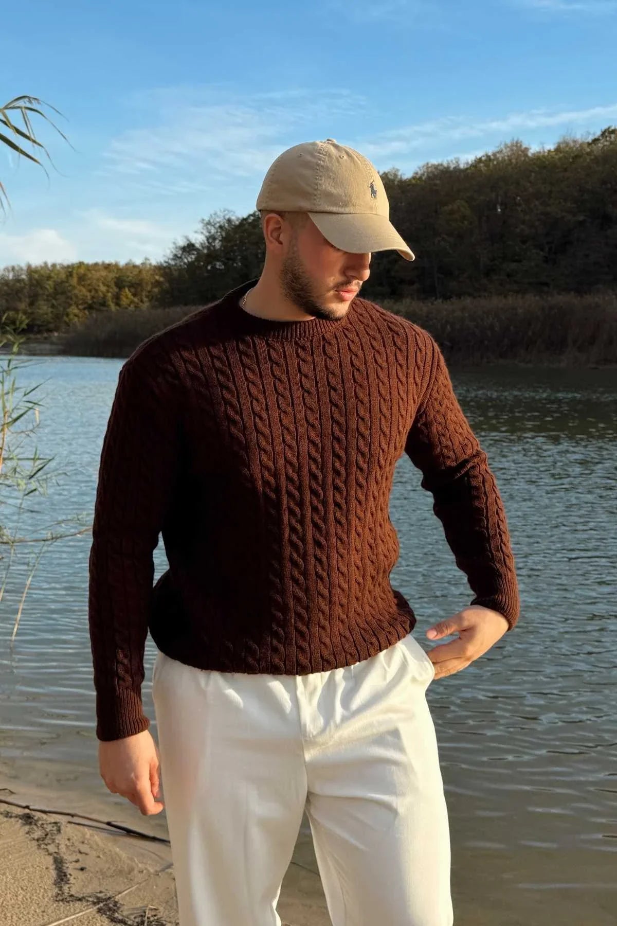 Mira Premium Saç Örgü Bisiklet Yaka Kalın Triko Kazak