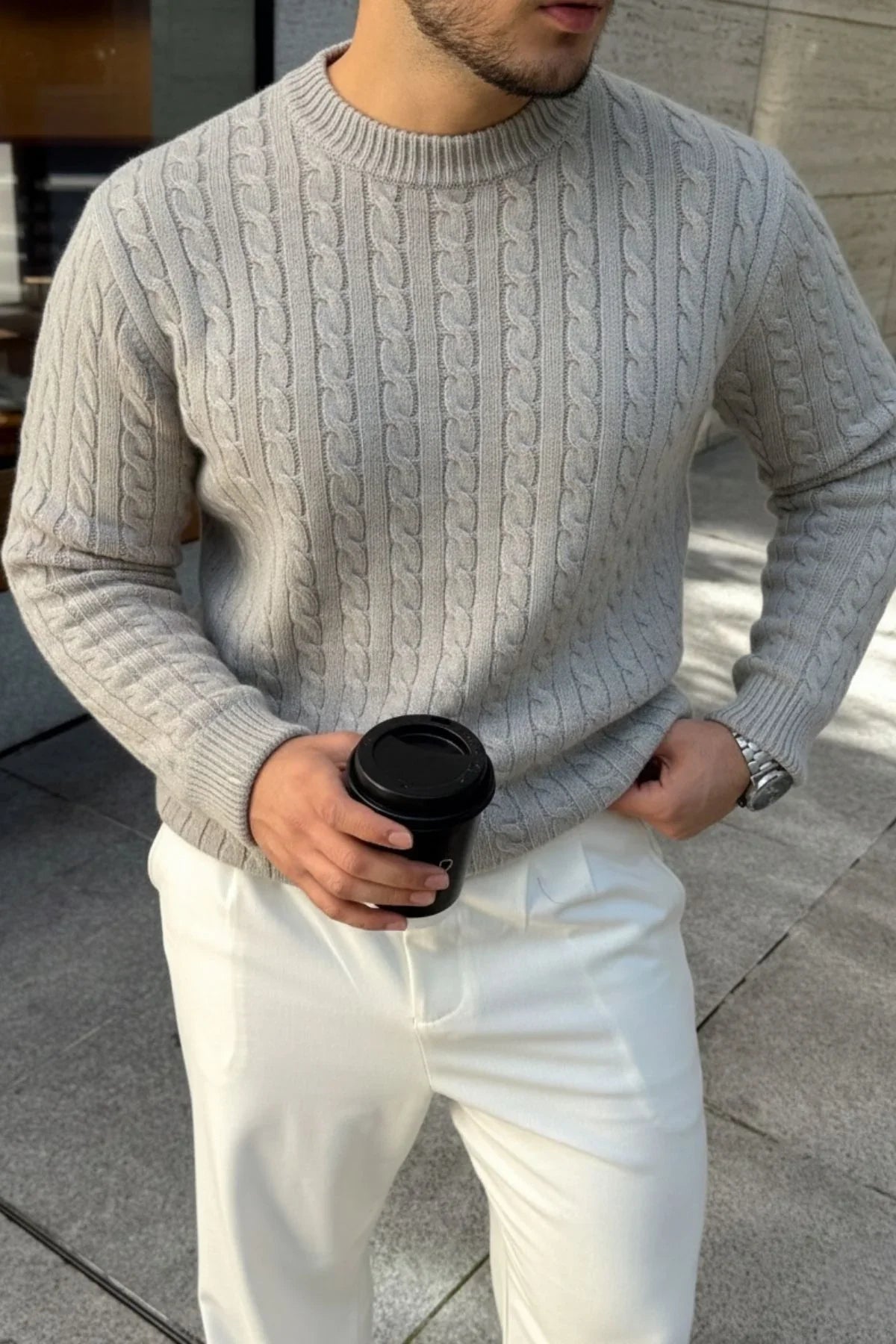 Mira Premium Saç Örgü Bisiklet Yaka Kalın Triko Kazak