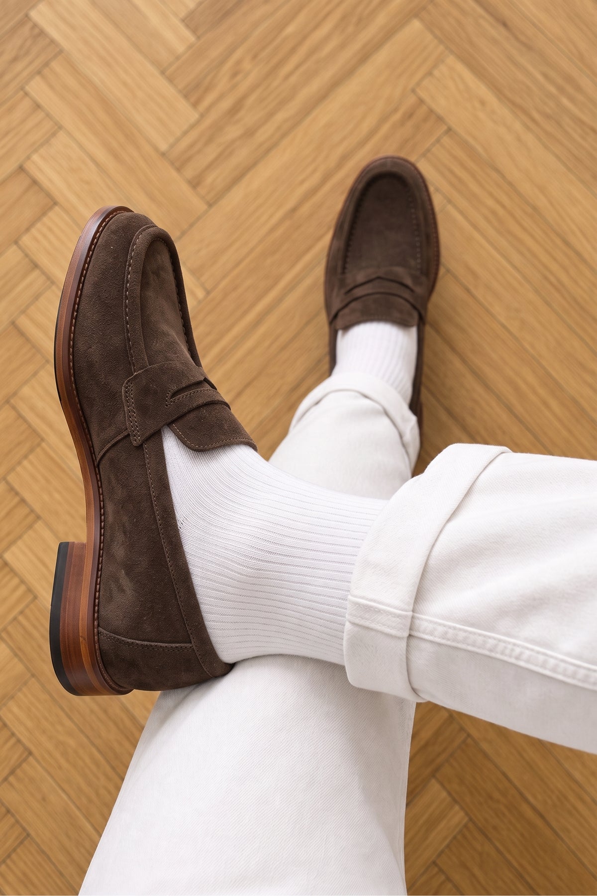 Moen Hakiki Deri Süet Efektli Penny Loafer Erkek Klasik Ayakkabı