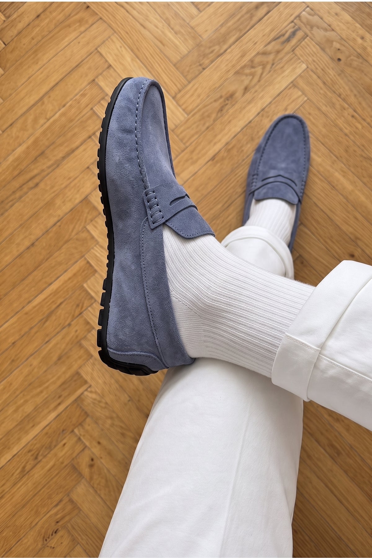 Moi Süet Görünümlü Hakiki Deri İç Astar Erkek Loafer Makosen Ayakkabı