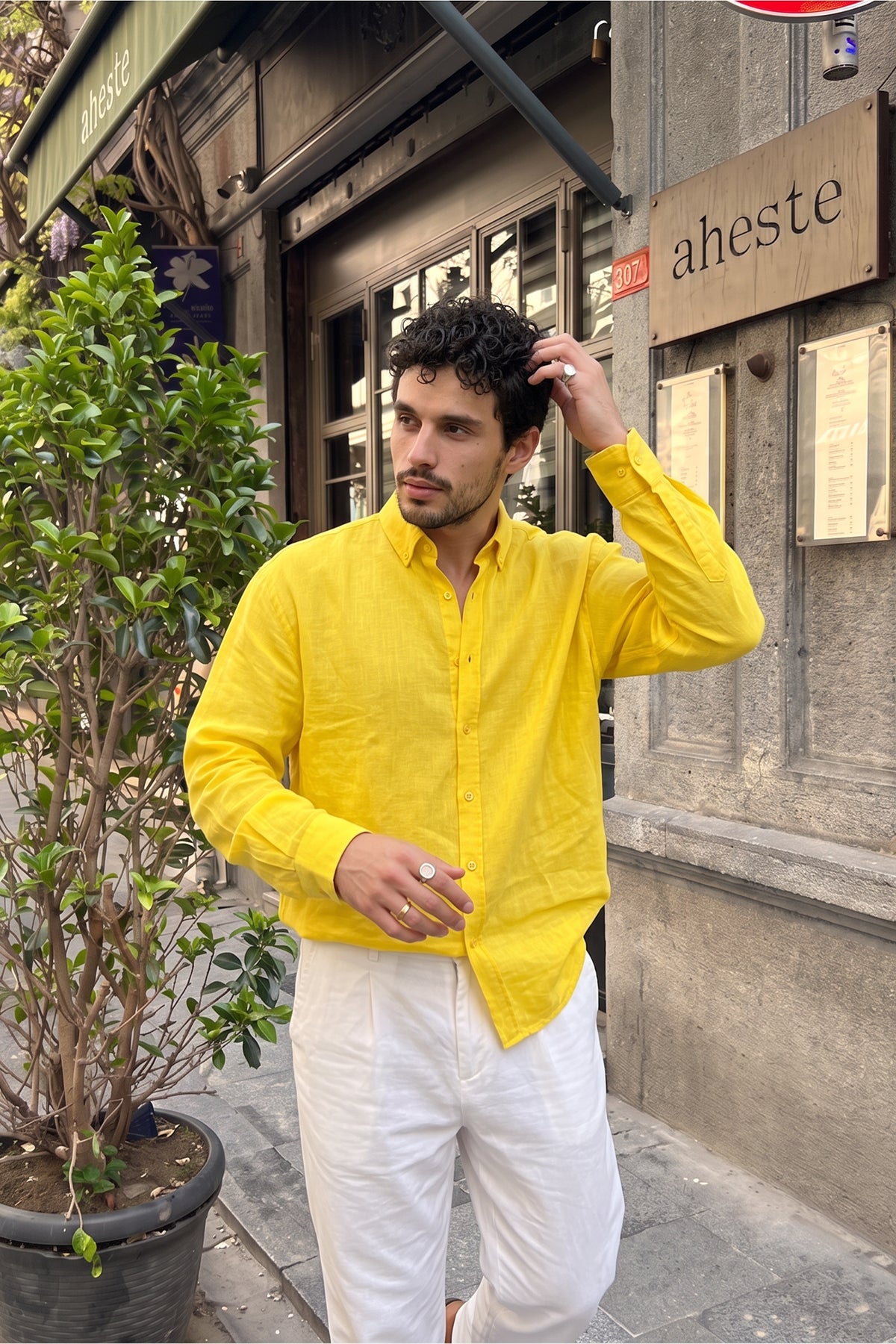 Napas Erkek Oversize Keten Görünümlü Gömlek