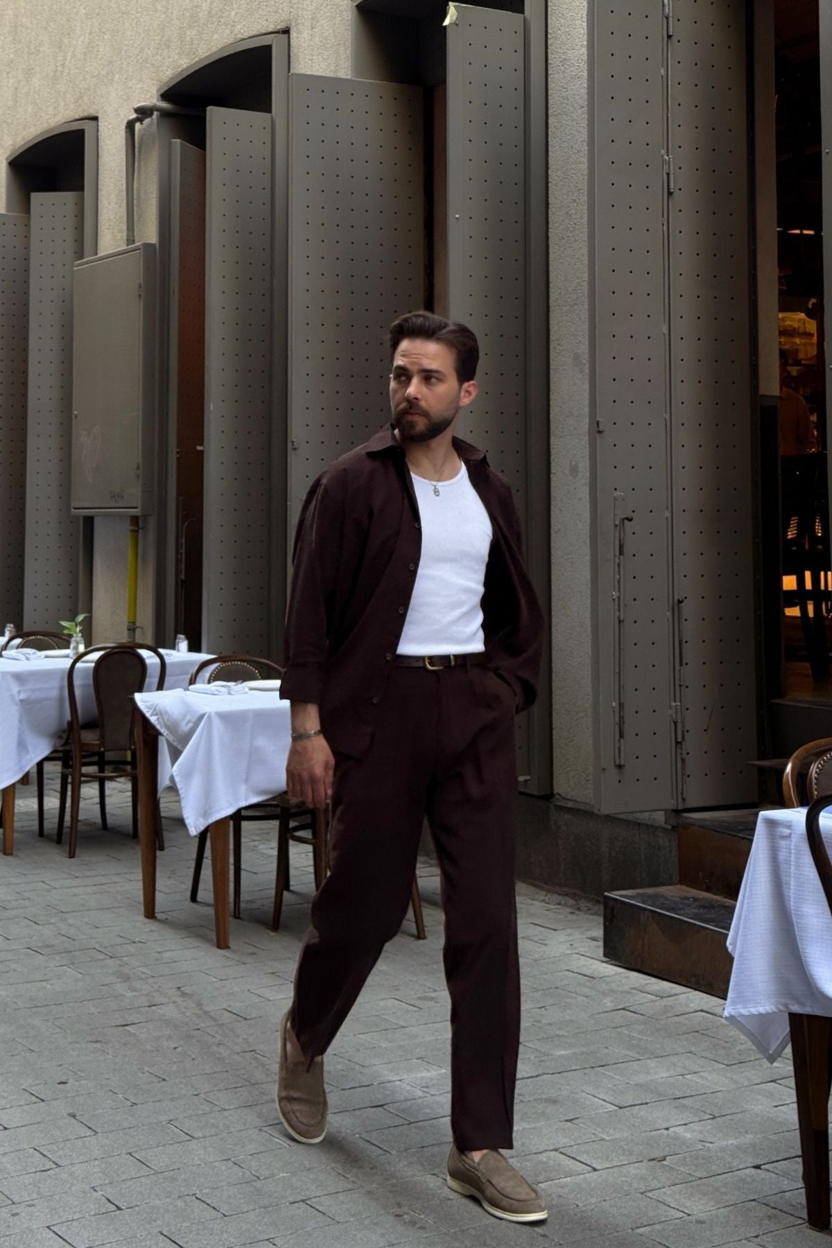 Noda %100 Pamuk Oversize Erkek Modal İkili Takım Gömlek Pantolon