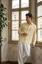 piana-100-cotton-kendinden-desenli-oversize-erkek-gomlek-yazlik-rahat-kesim-gomlek-27964 - Livio Ferri