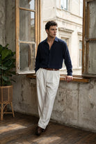 piana-100-cotton-kendinden-desenli-oversize-erkek-gomlek-yazlik-rahat-kesim-gomlek-27970 - Livio Ferri