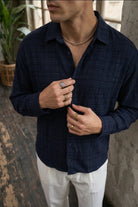 piana-100-cotton-kendinden-desenli-oversize-erkek-gomlek-yazlik-rahat-kesim-gomlek-27973 - Livio Ferri