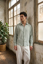 piana-100-cotton-kendinden-desenli-oversize-erkek-gomlek-yazlik-rahat-kesim-gomlek-27982 - Livio Ferri
