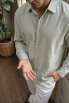 piana-100-cotton-kendinden-desenli-oversize-erkek-gomlek-yazlik-rahat-kesim-gomlek-27986 - Livio Ferri