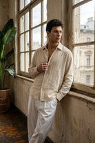 piana-100-cotton-kendinden-desenli-oversize-erkek-gomlek-yazlik-rahat-kesim-gomlek-27992 - Livio Ferri