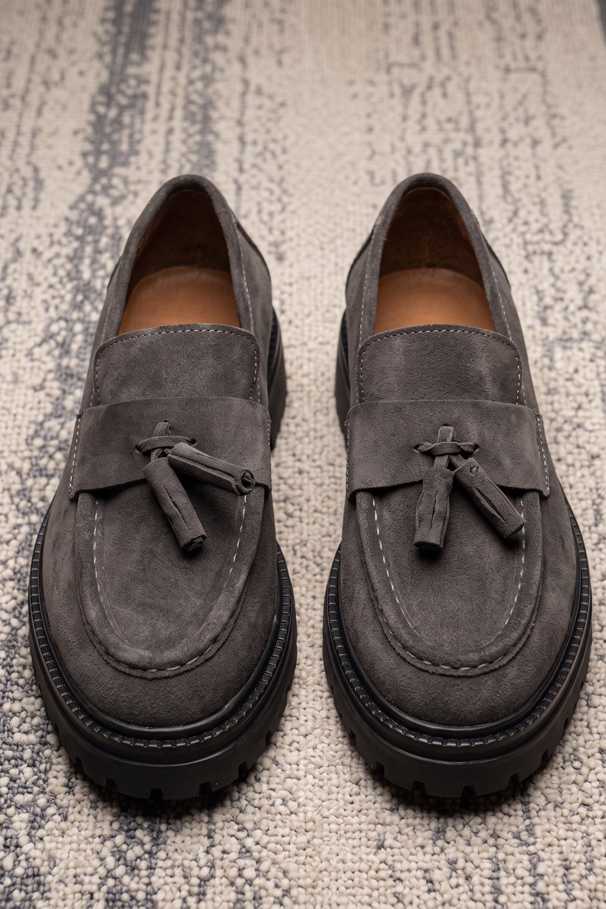 Taft Hakiki Deri Tassel Detaylı Lug Taban Erkek Loafer