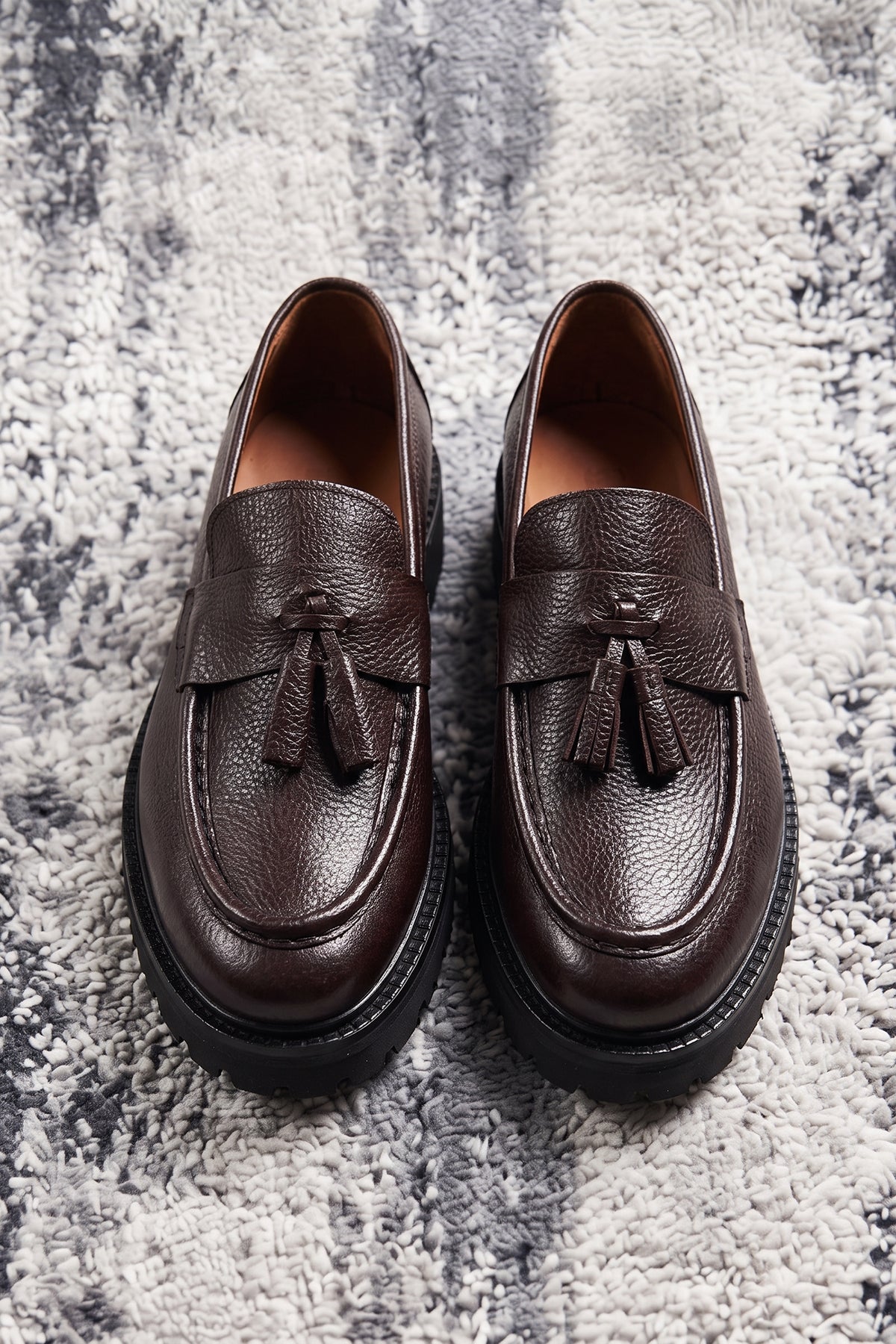 Taft Hakiki Deri Tassel Detaylı Lug Taban Erkek Loafer