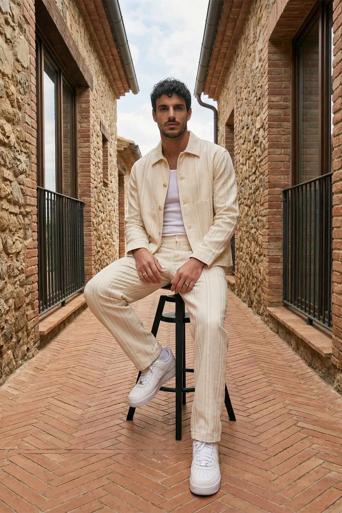 Talbot Premium Keten Desenli Düğmeli Ceket Pantolon Erkek Takım Relax Kalıp - Livio Ferri