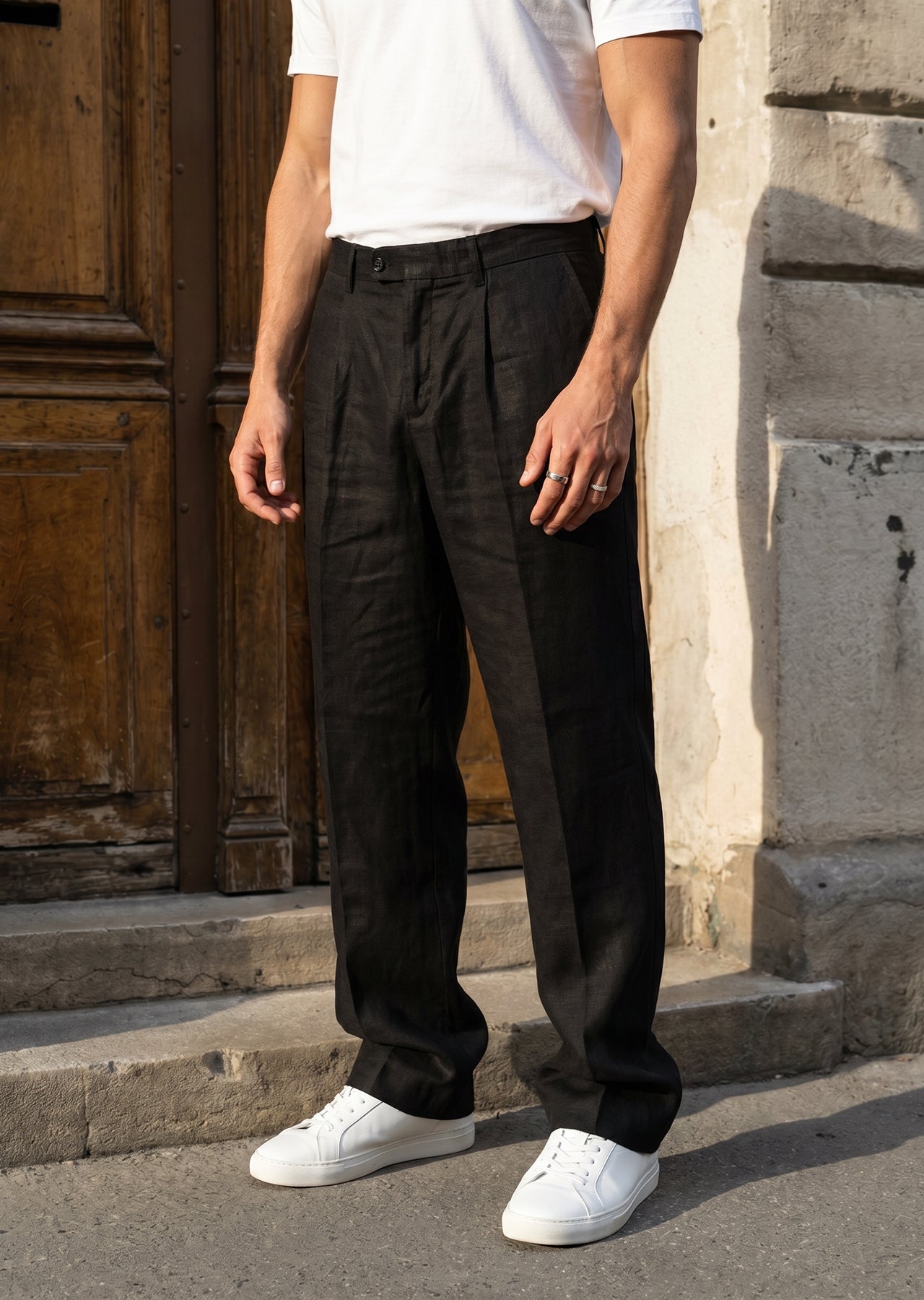 Tirva Keten Baggy Bol Paça Erkek Pantolon