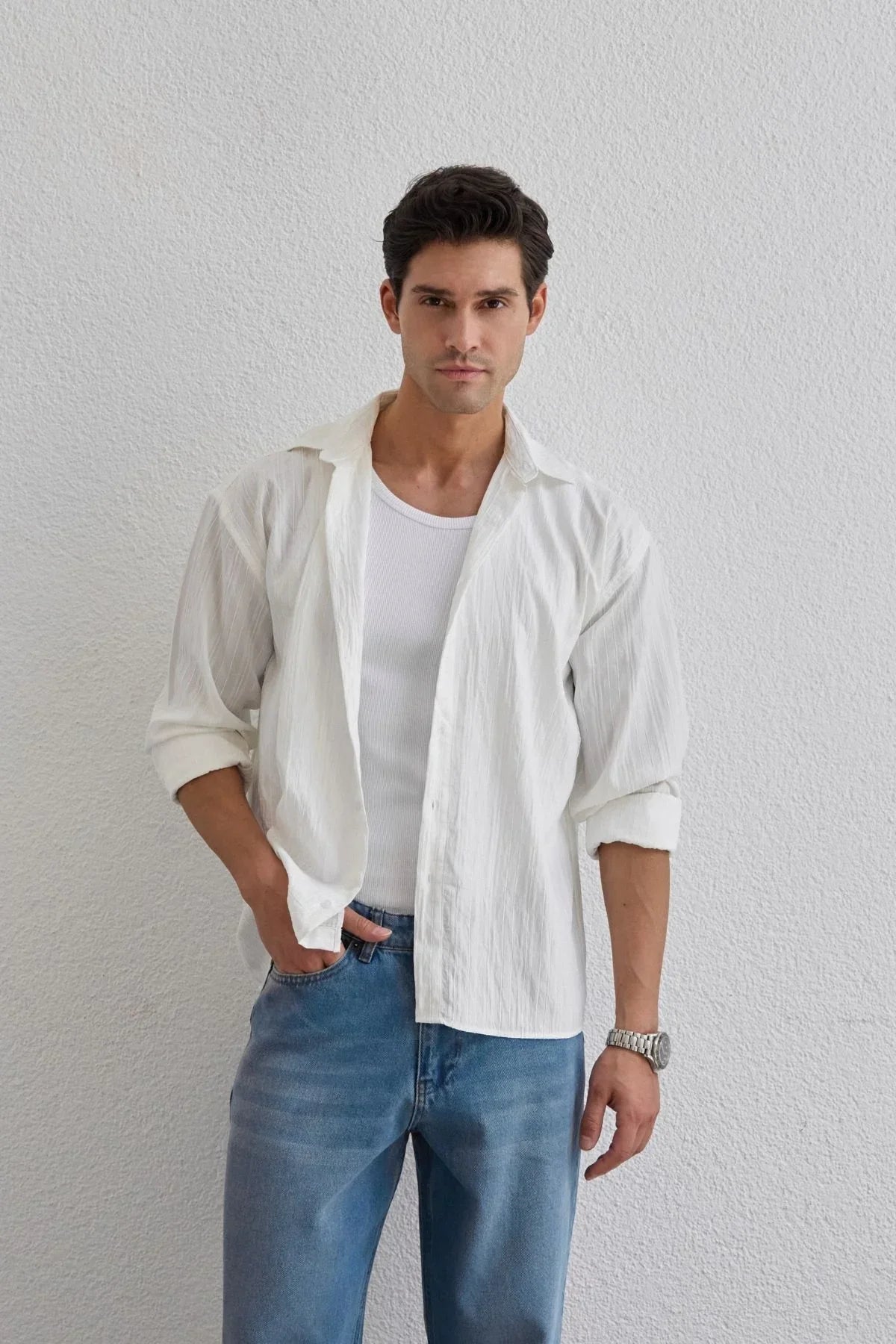 tugur-erkek-cizgili-oversize-premium-gomlek-soft-touch-refined-comfort-24450 - Livio Ferri