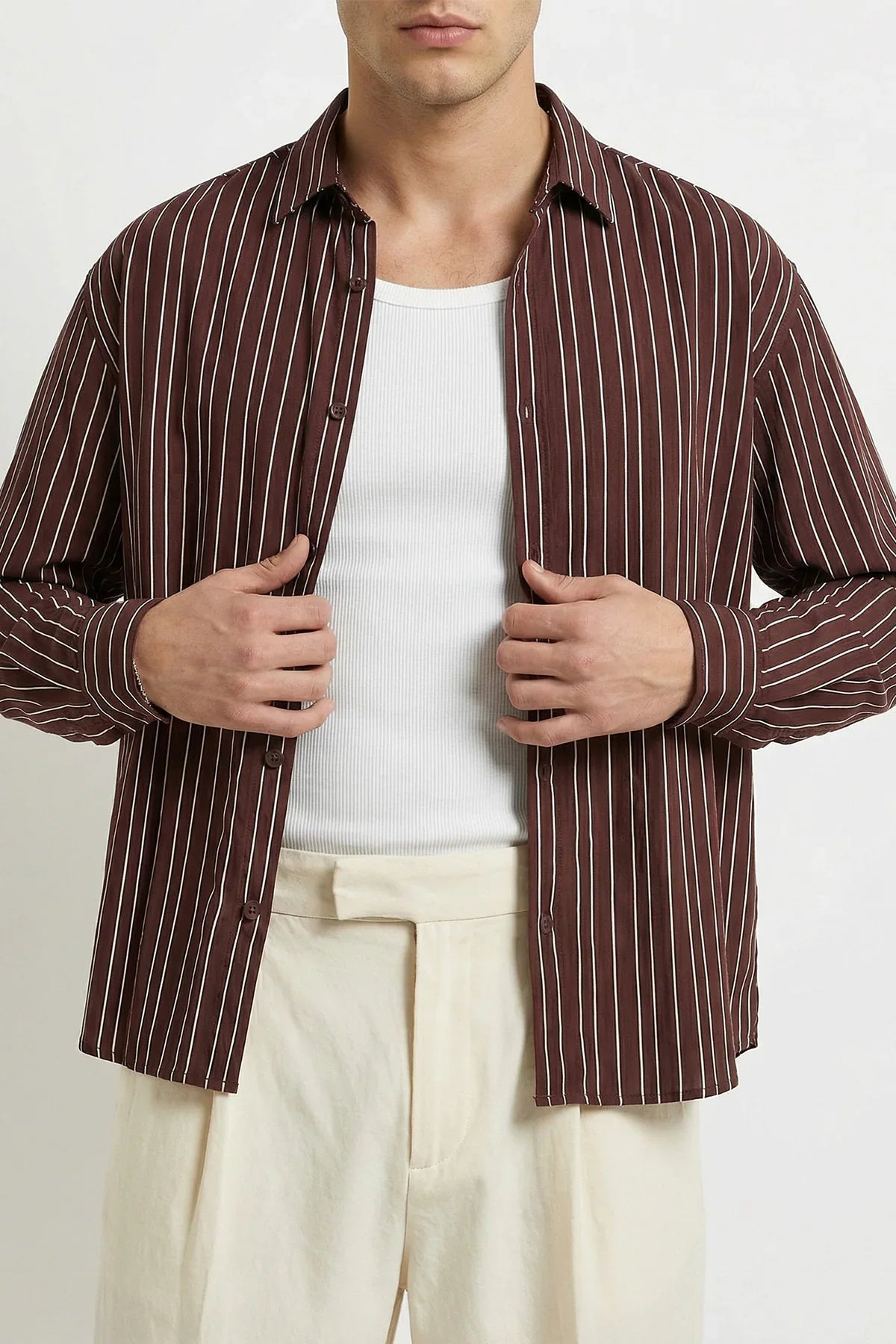 Tugur Erkek Çizgili Oversize Premium Gömlek Soft Touch Refined Comfort - Livio Ferri
