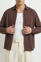 Tugur Erkek Çizgili Oversize Premium Gömlek Soft Touch Refined Comfort - Livio Ferri