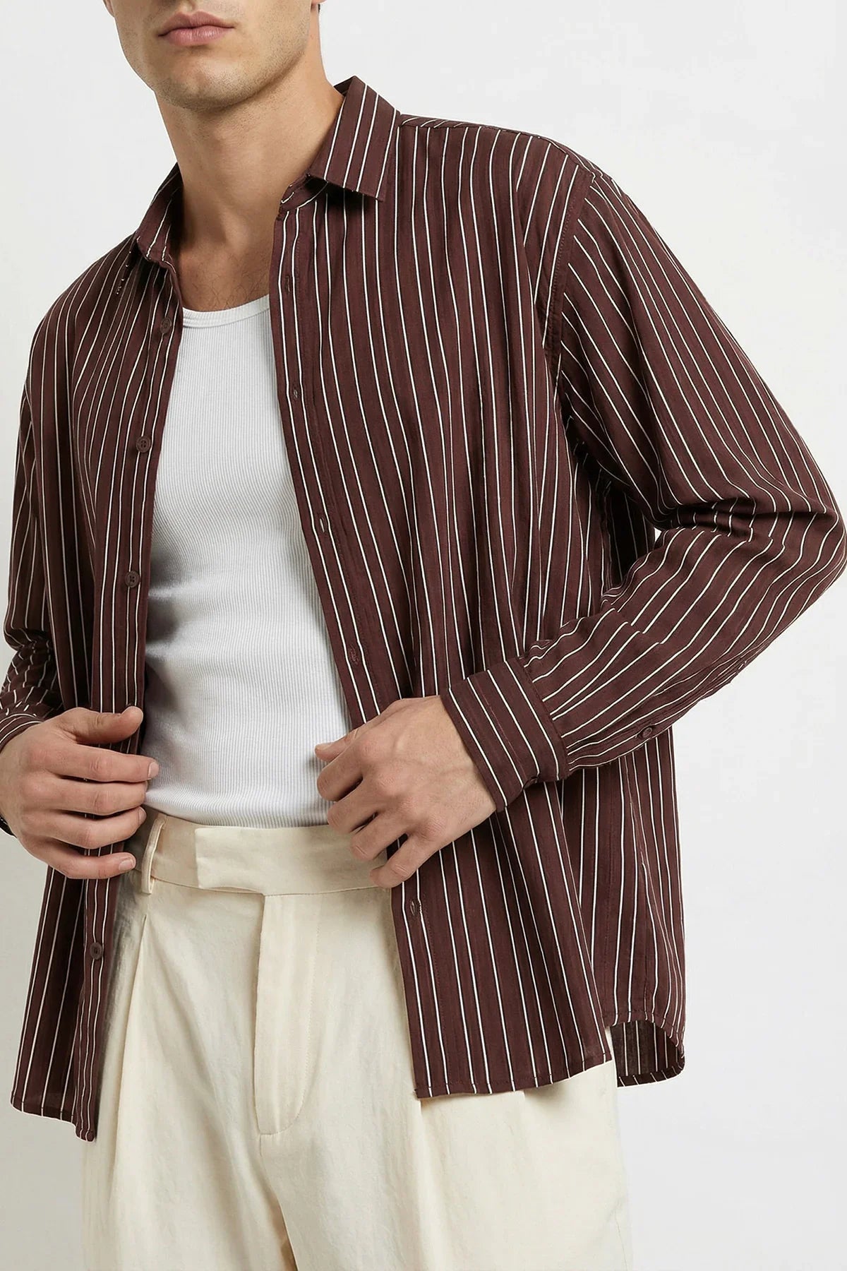 Tugur Erkek Çizgili Oversize Premium Gömlek Soft Touch Refined Comfort - Livio Ferri