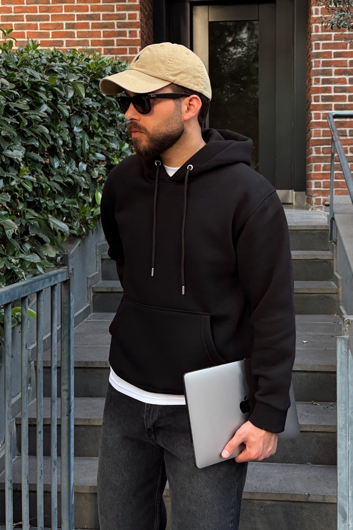 Vidim 3 İplik Şardonlu Basic Kapüşonlu Kanguru Cepli Geniş Kalıp Erkek Sweatshirt
