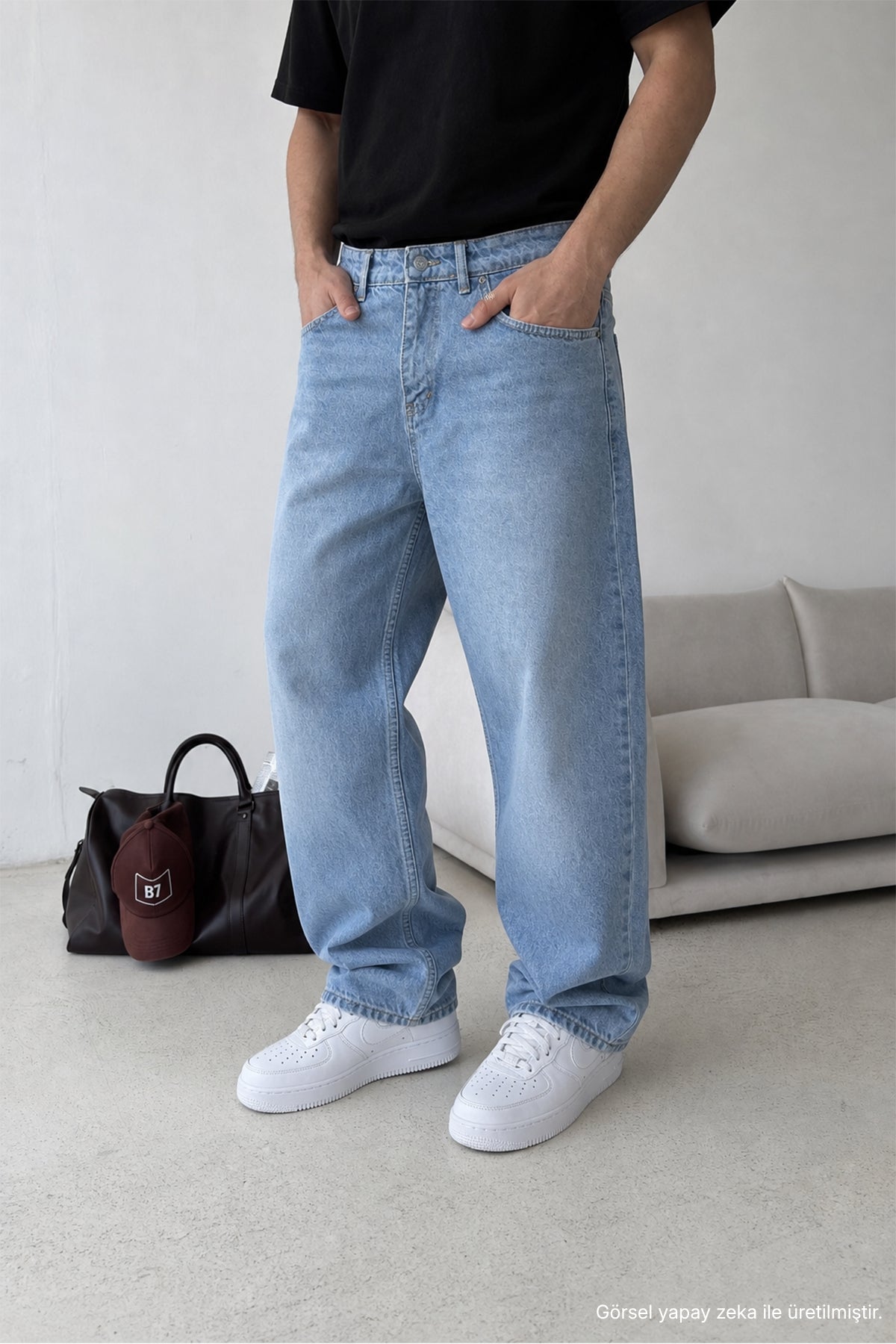 Wuhan %100 Pamuk Baggy Erkek Jean