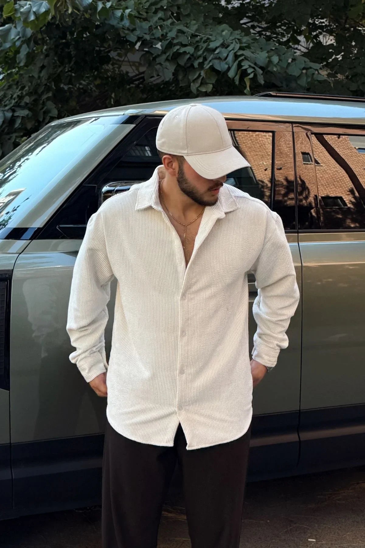 Yotau Erkek Oversize Fit Kadife Uzun Kollu Gömlek Ceket