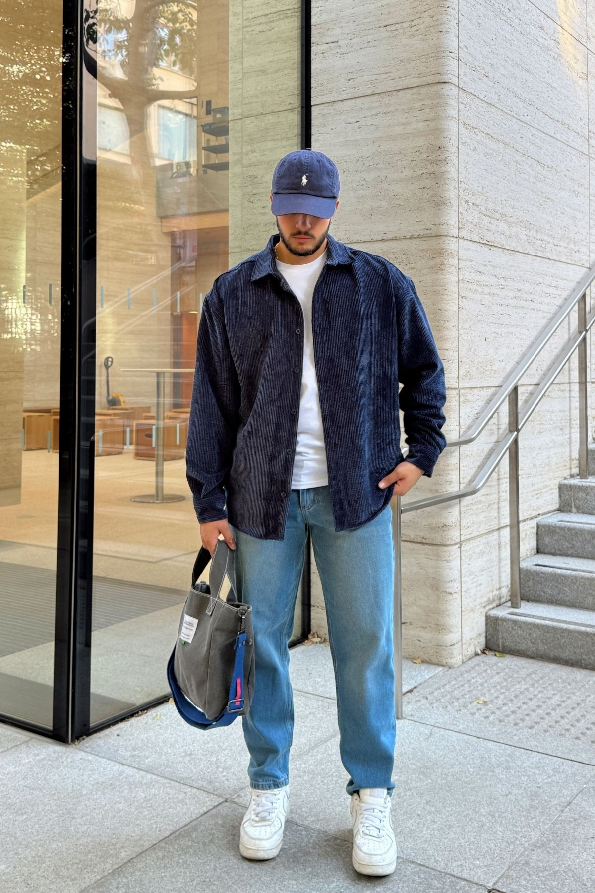 Yotau Erkek Oversize Fit Kadife Uzun Kollu Gömlek Ceket