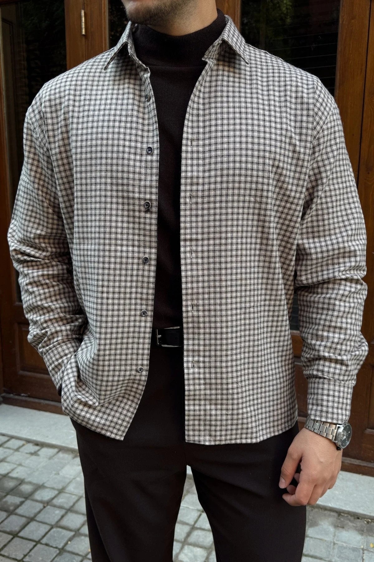 Yuan Oversize Fit %100 Pamuk Erkek Ekose Gömlek