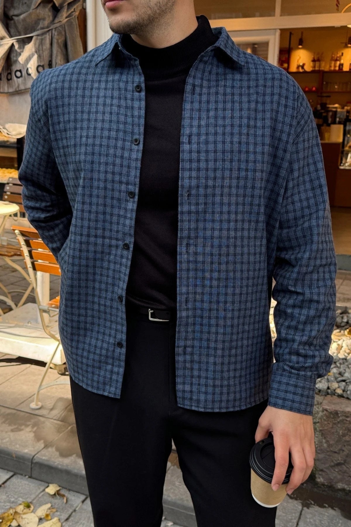 Yuan Oversize Fit %100 Pamuk Erkek Ekose Gömlek
