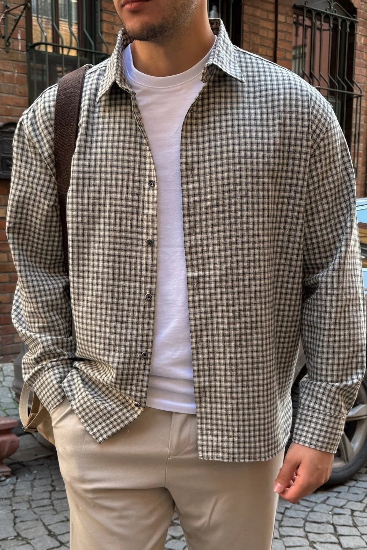 Yuan Oversize Fit %100 Pamuk Erkek Ekose Gömlek