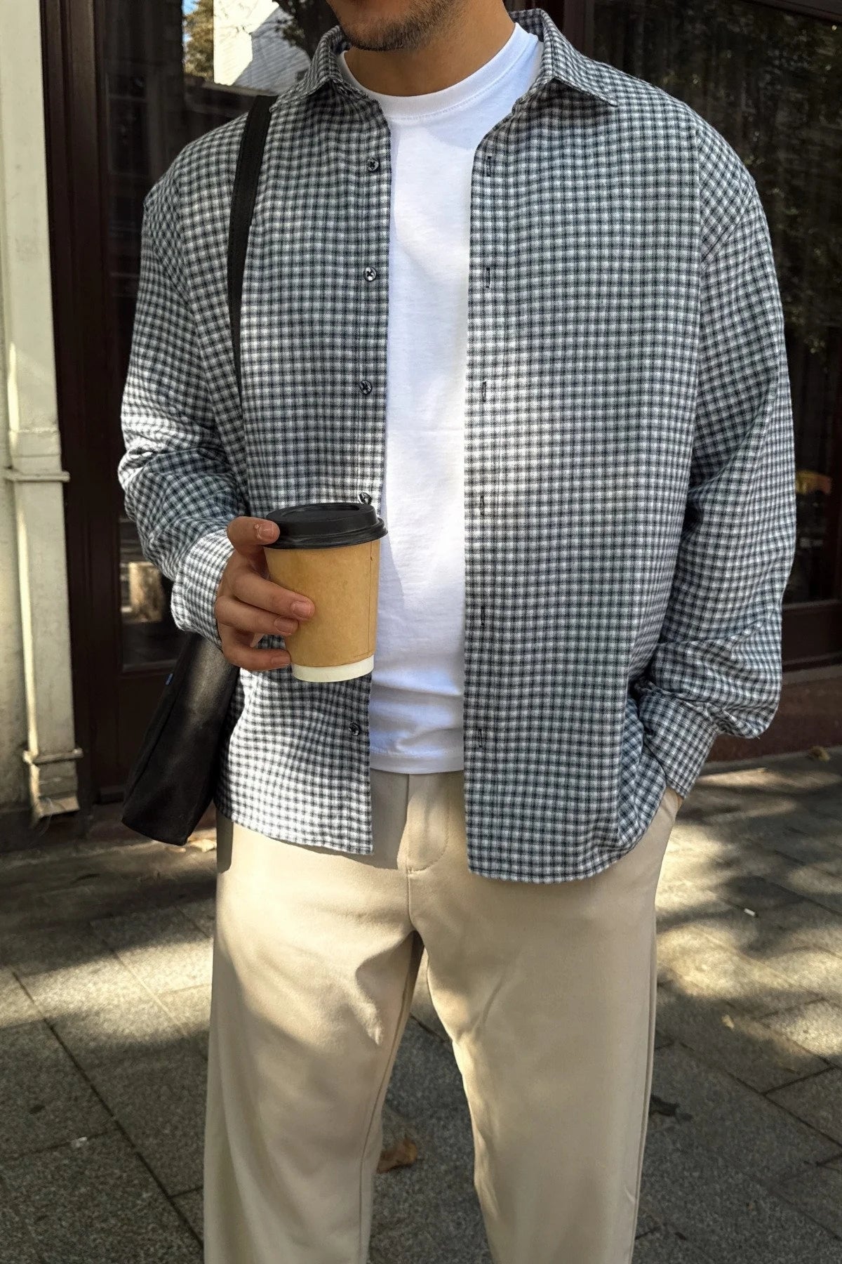 Yuan Oversize Fit %100 Pamuk Erkek Ekose Gömlek