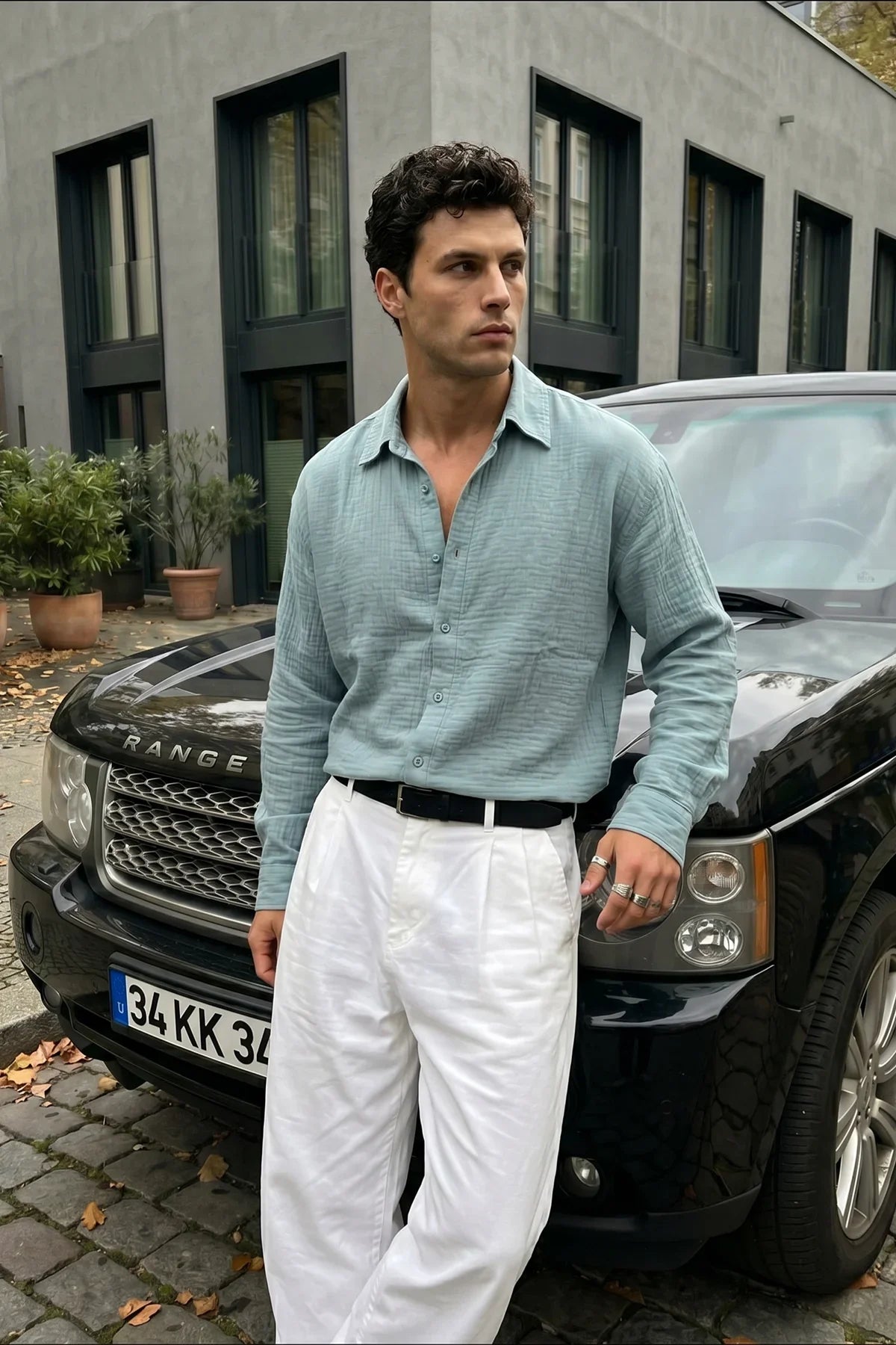 Yurin Erkek Premium Müslin %100 Pamuk Oversize Uzun Kollu Gömlek
