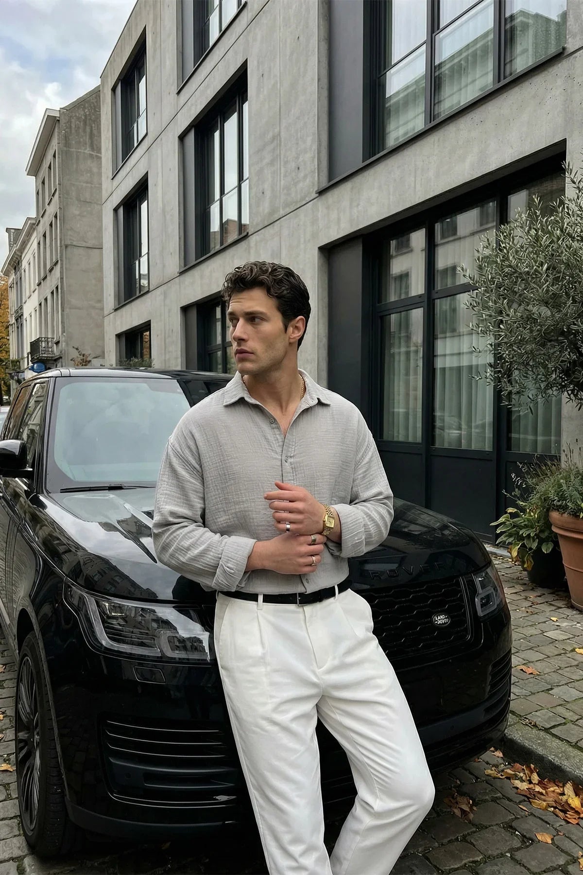 Yurin Erkek Premium Müslin %100 Pamuk Oversize Uzun Kollu Gömlek - Livio Ferri