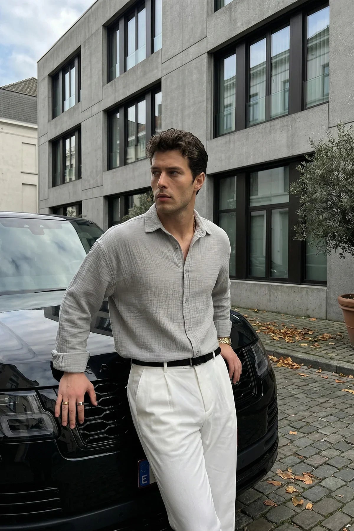 Yurin Erkek Premium Müslin %100 Pamuk Oversize Uzun Kollu Gömlek - Livio Ferri