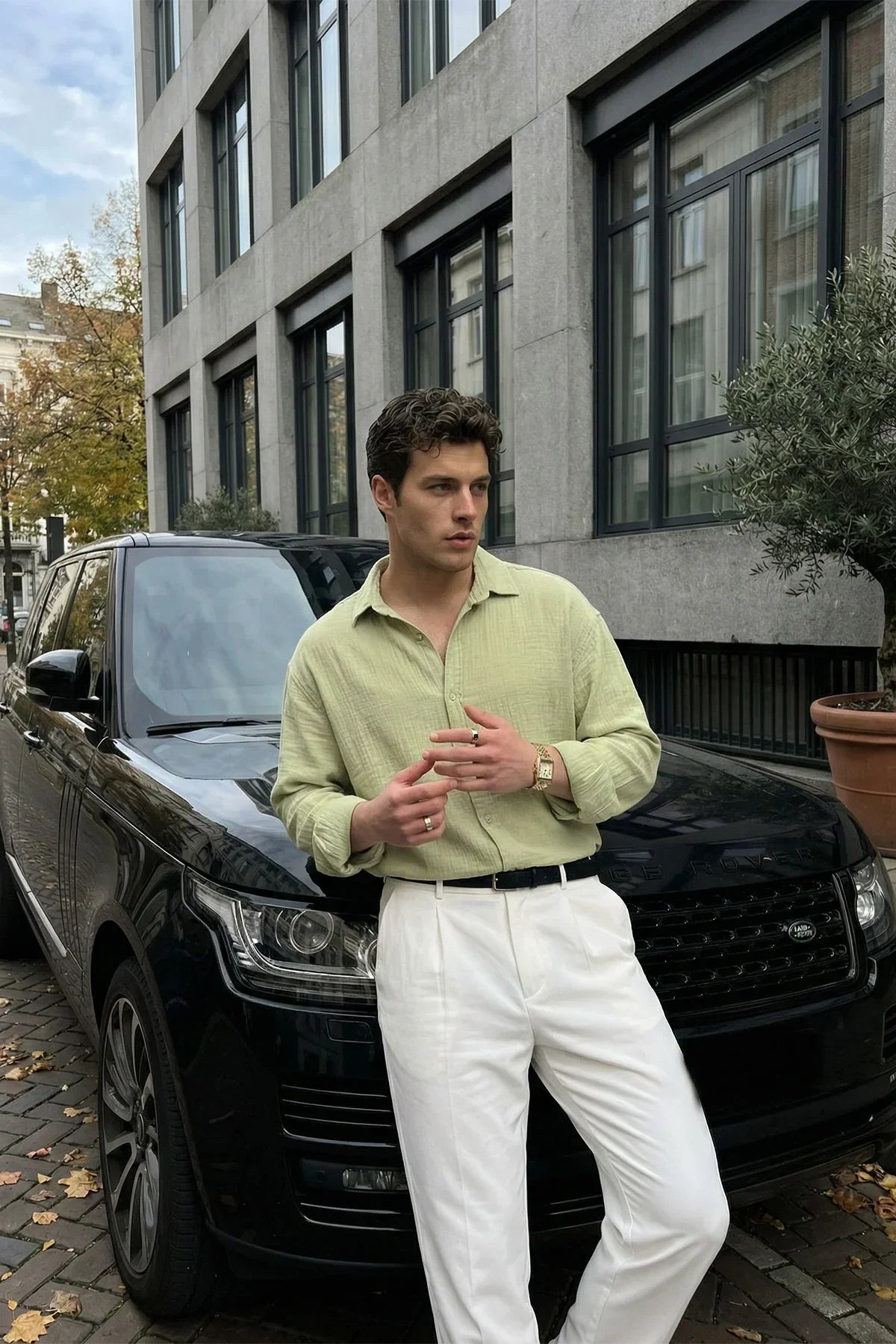 Yurin Erkek Premium Müslin %100 Pamuk Oversize Uzun Kollu Gömlek - Livio Ferri