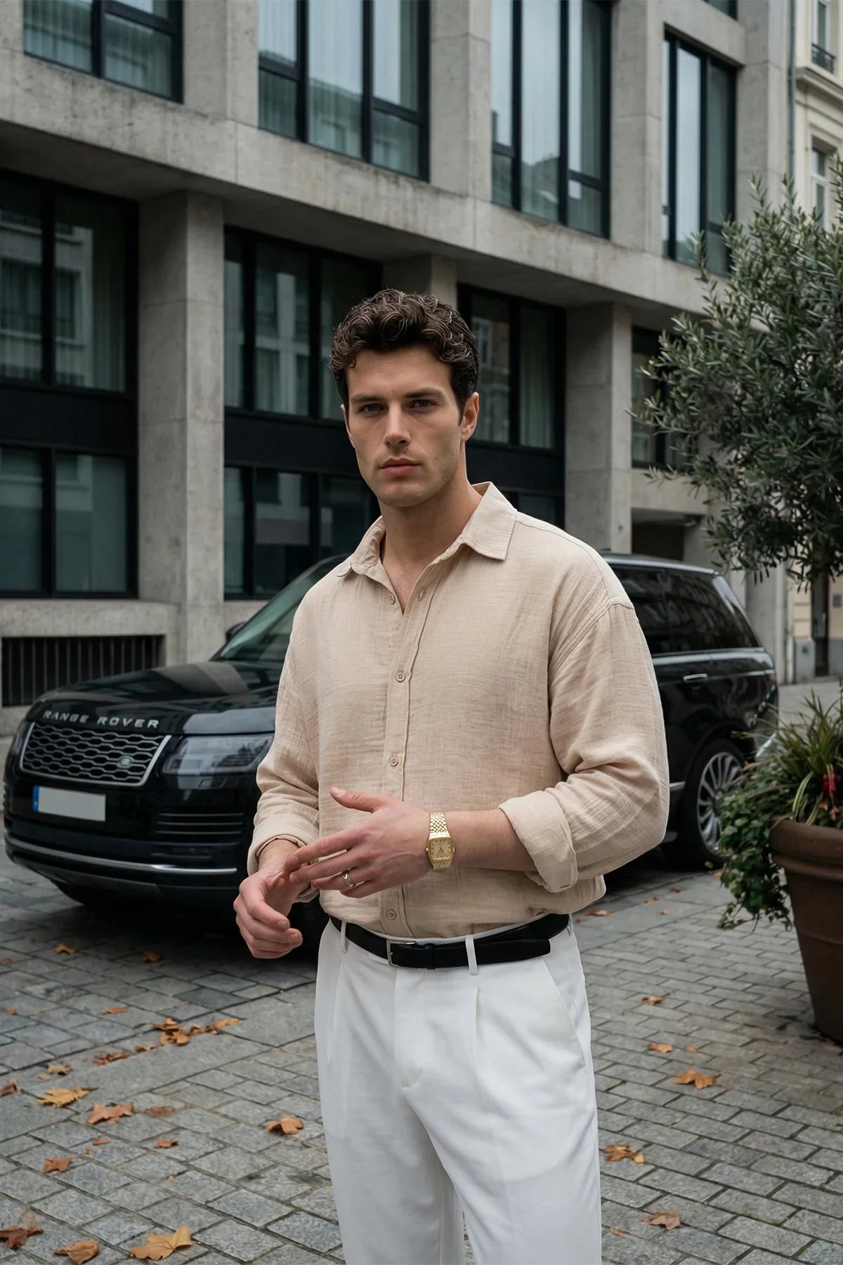 Yurin Erkek Premium Müslin %100 Pamuk Oversize Uzun Kollu Gömlek - Livio Ferri