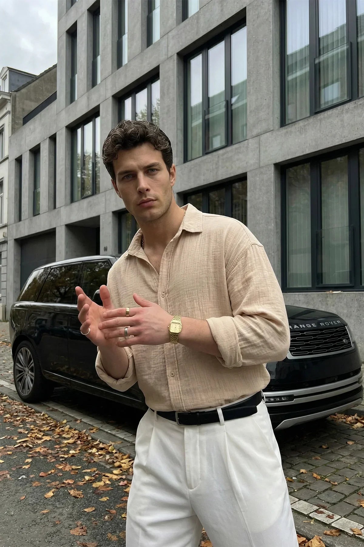 Yurin Erkek Premium Müslin %100 Pamuk Oversize Uzun Kollu Gömlek - Livio Ferri