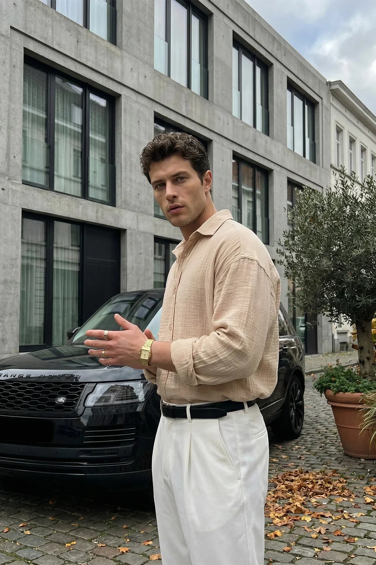 Yurin Erkek Premium Müslin %100 Pamuk Oversize Uzun Kollu Gömlek - Livio Ferri