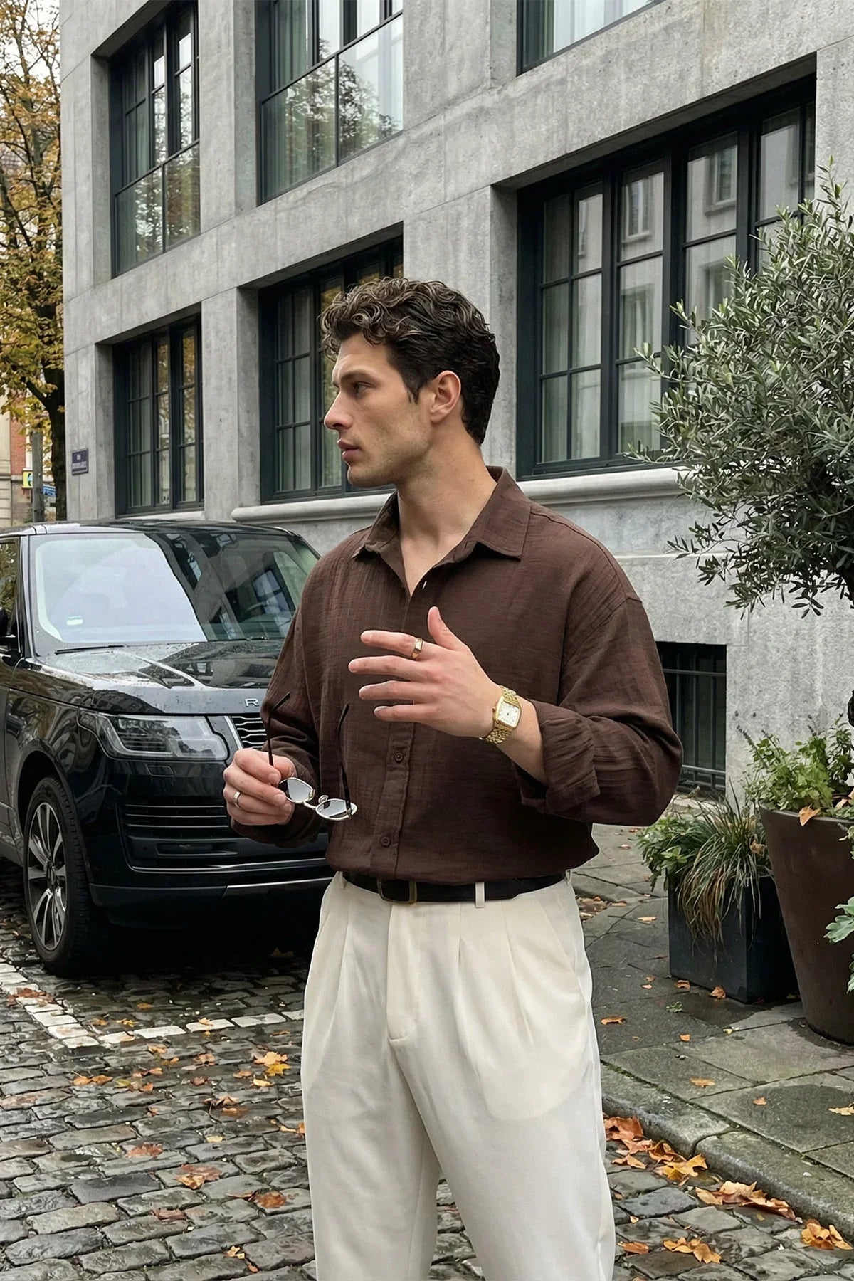 Yurin Erkek Premium Müslin %100 Pamuk Oversize Uzun Kollu Gömlek - Livio Ferri