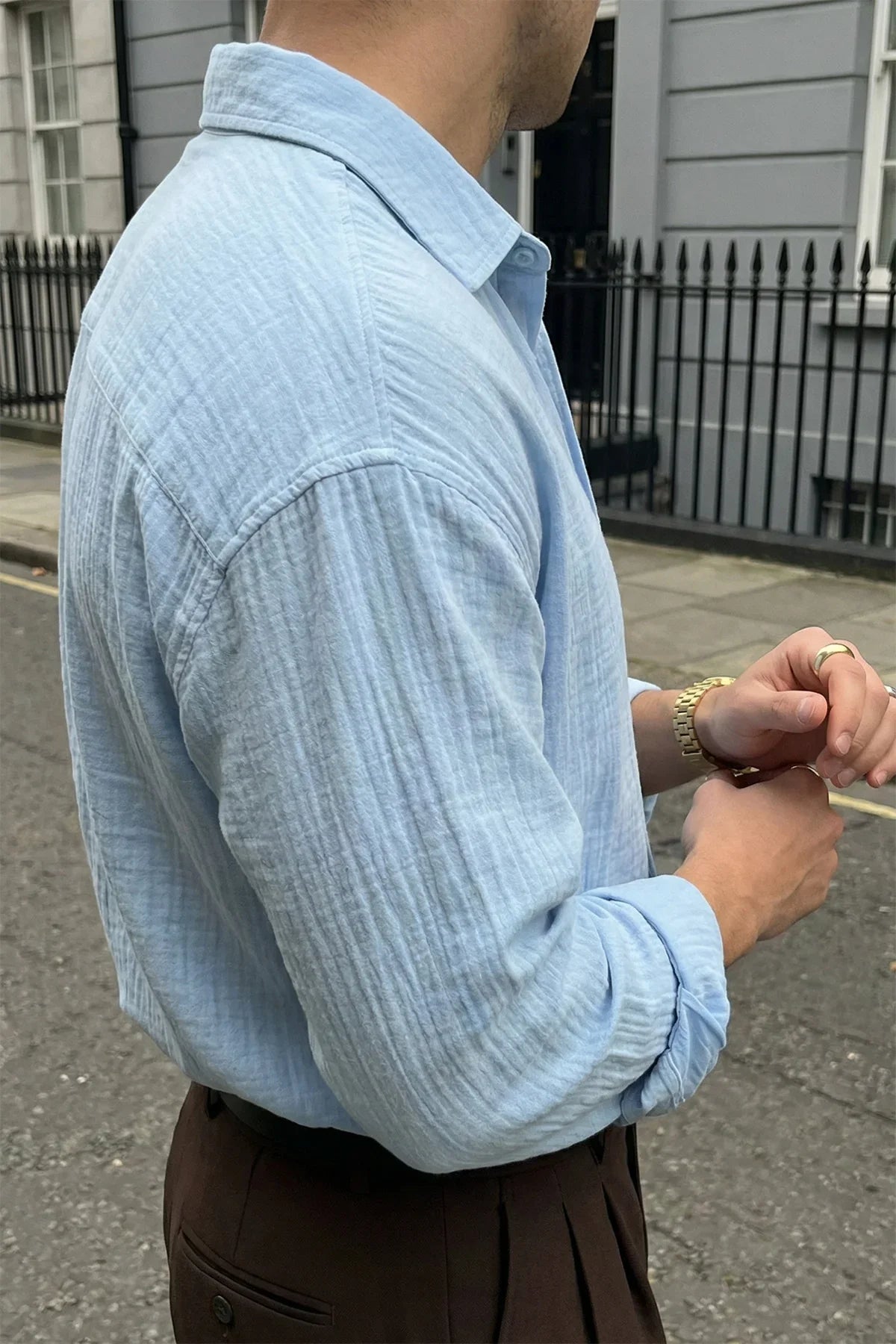 Yurin Erkek Premium Müslin %100 Pamuk Oversize Uzun Kollu Gömlek - Livio Ferri