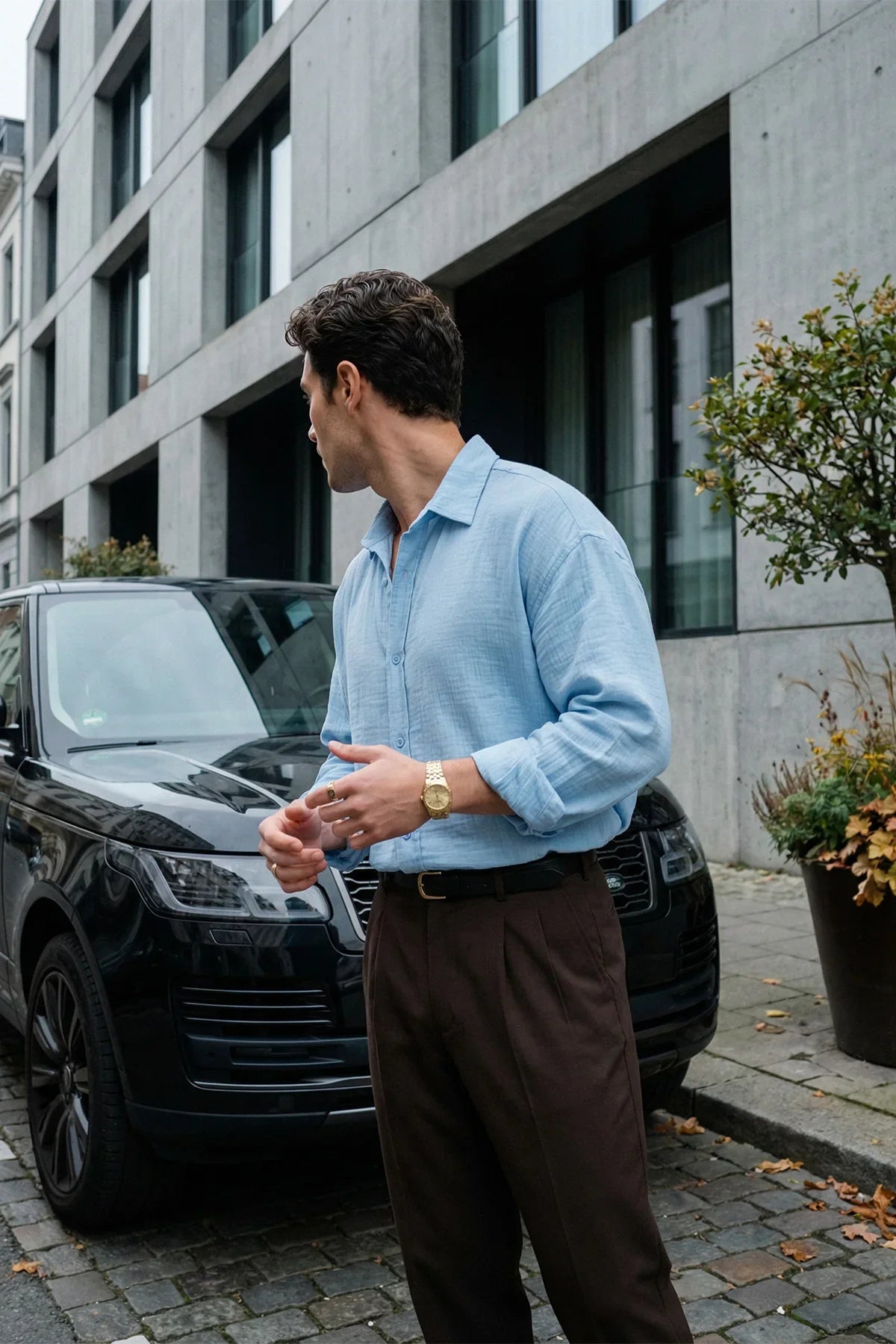 Yurin Erkek Premium Müslin %100 Pamuk Oversize Uzun Kollu Gömlek - Livio Ferri
