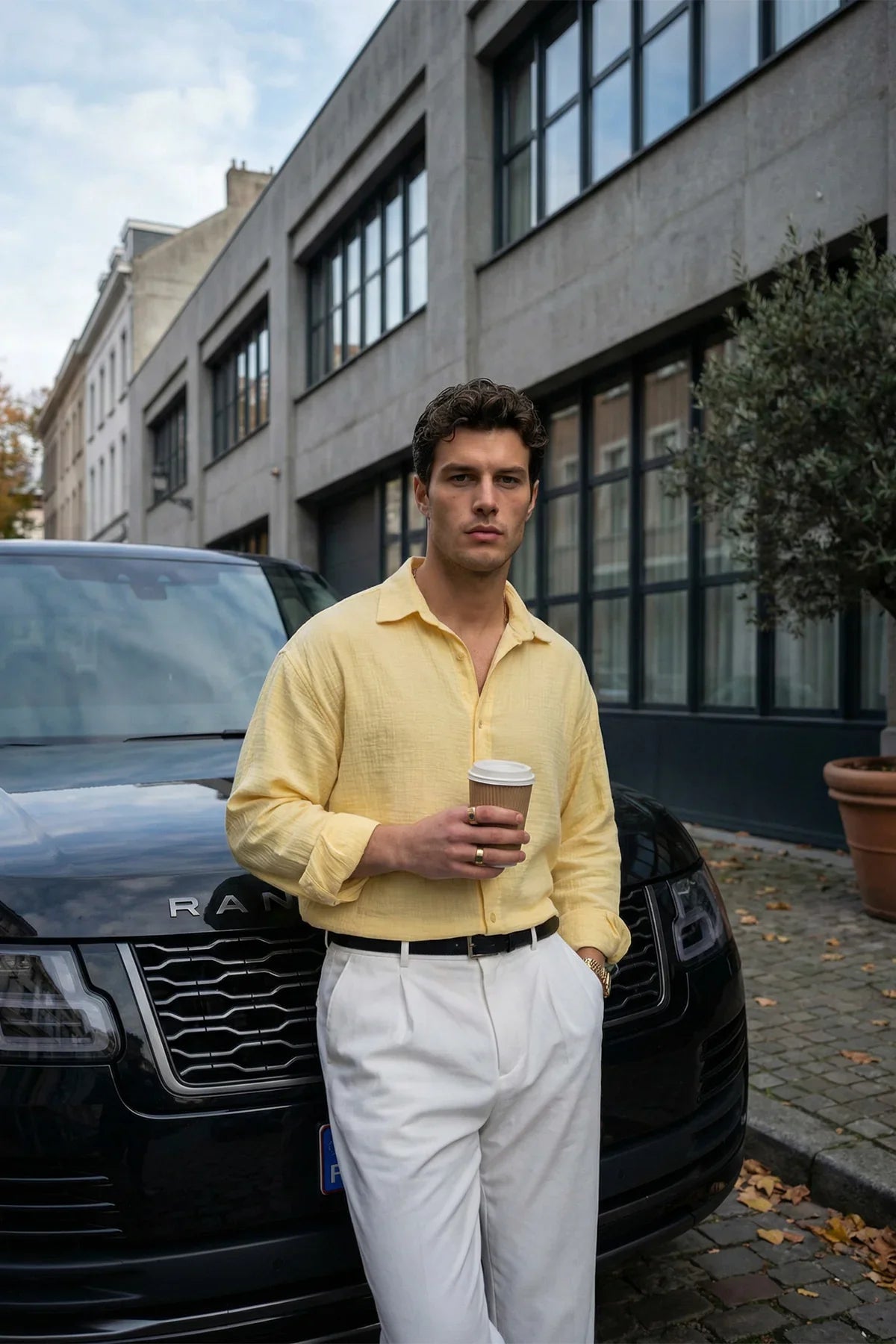 Yurin Erkek Premium Müslin %100 Pamuk Oversize Uzun Kollu Gömlek - Livio Ferri