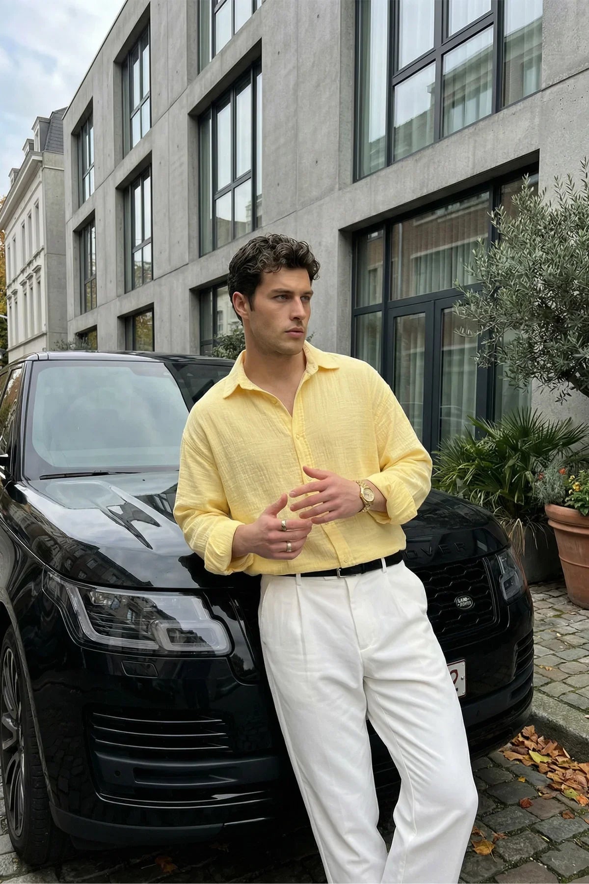 Yurin Erkek Premium Müslin %100 Pamuk Oversize Uzun Kollu Gömlek - Livio Ferri